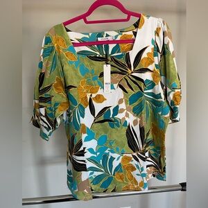 Chico's Multicolor Leaf Print Blouse